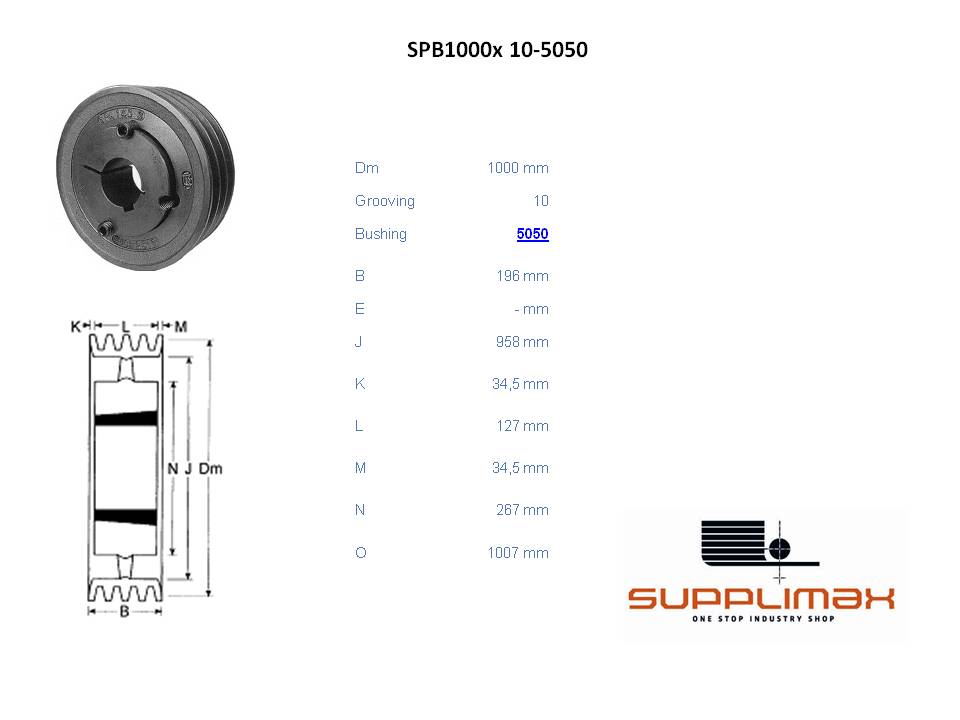 Poulie Spb1000x10 Moyeux Amovible TB SPB 1000/10 OPTIBELT TB SPB 1000/10 OPTIBELT