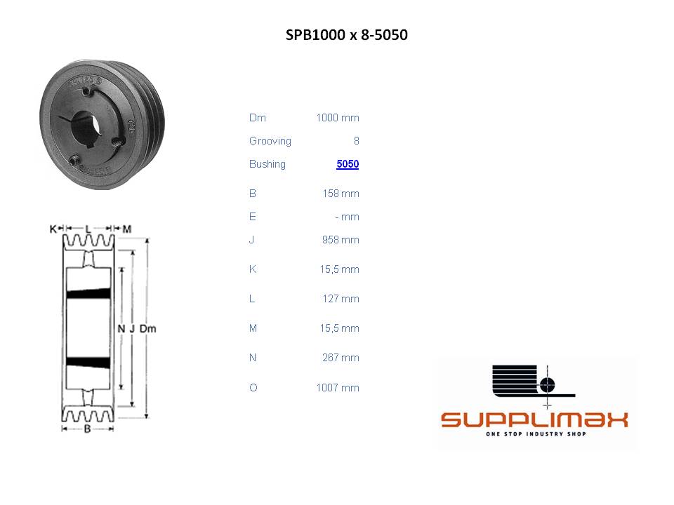 Poulie Spb1000x8 Moyeux Amovible TB SPB 1000/8 OPTIBELT TB SPB 1000/8 OPTIBELT