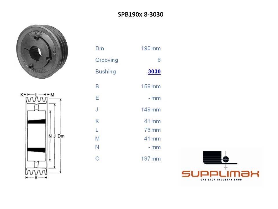 Poulie Spb190x8 Moyeux Amovible TB SPB 190/8 OPTIBELT TB SPB 190/8 OPTIBELT