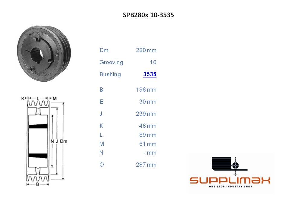 Poulie Spb280x10 Moyeux Amovible TB SPB 280/10 OPTIBELT TB SPB 280/10 OPTIBELT