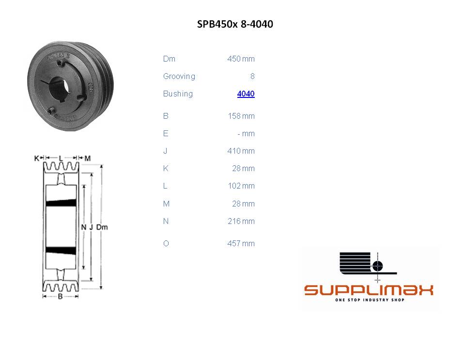 Poulie Spb450x8 Moyeux Amovible TB SPB 450/8 OPTIBELT TB SPB 450/8 OPTIBELT