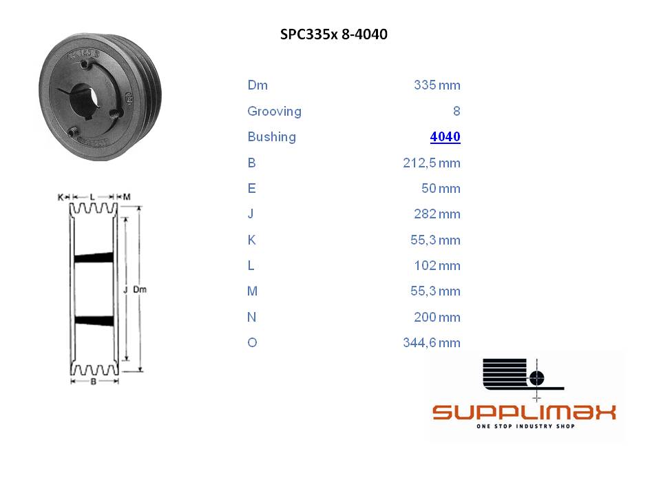 Poulie Spc335x8 Moyeux Amovible TB SPC 335/8 OPTIBELT TB SPC 335/8 OPTIBELT