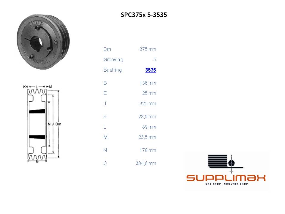 Poulie Spc375x5 Moyeux Amovible TB SPC 375/5 OPTIBELT TB SPC 375/5 OPTIBELT