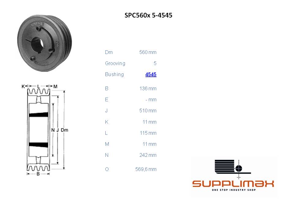 Poulie Spc560x5 Moyeux Amovible TB SPC 560/5 OPTIBELT TB SPC 560/5 OPTIBELT