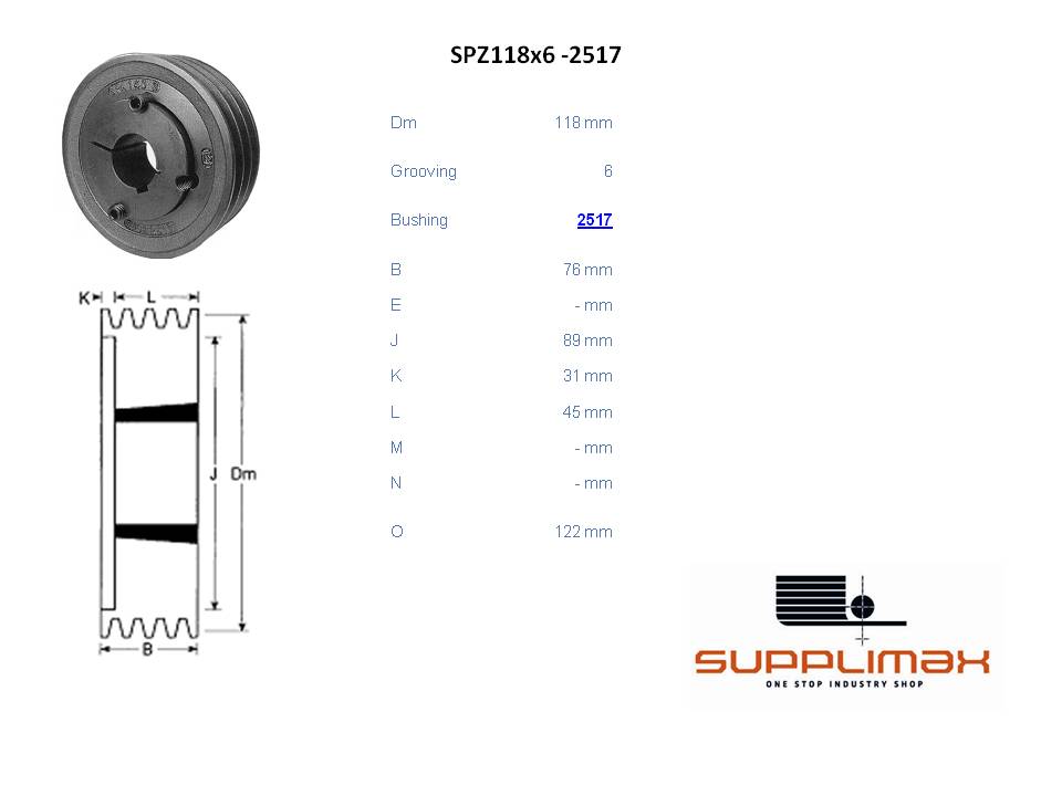 Poulie Spz118x6 Moyeux Amovible TB SPZ 118/6 OPTIBELT TB SPZ 118/6 OPTIBELT