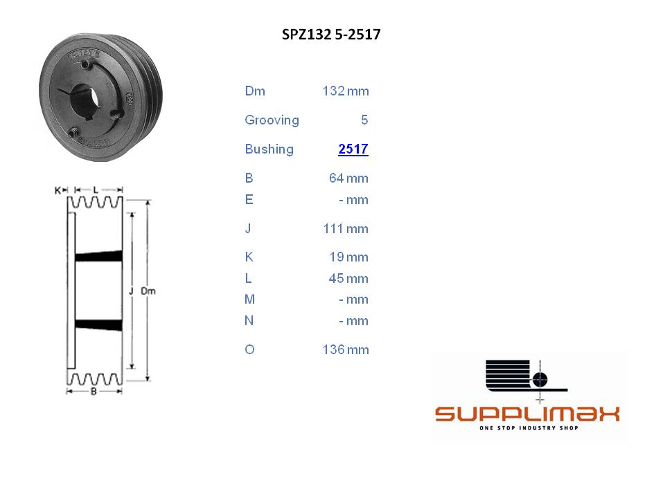 Poulie Spz132x5 Moyeux Amovible TB SPZ 132/5 OPTIBELT TB SPZ 132/5 OPTIBELT