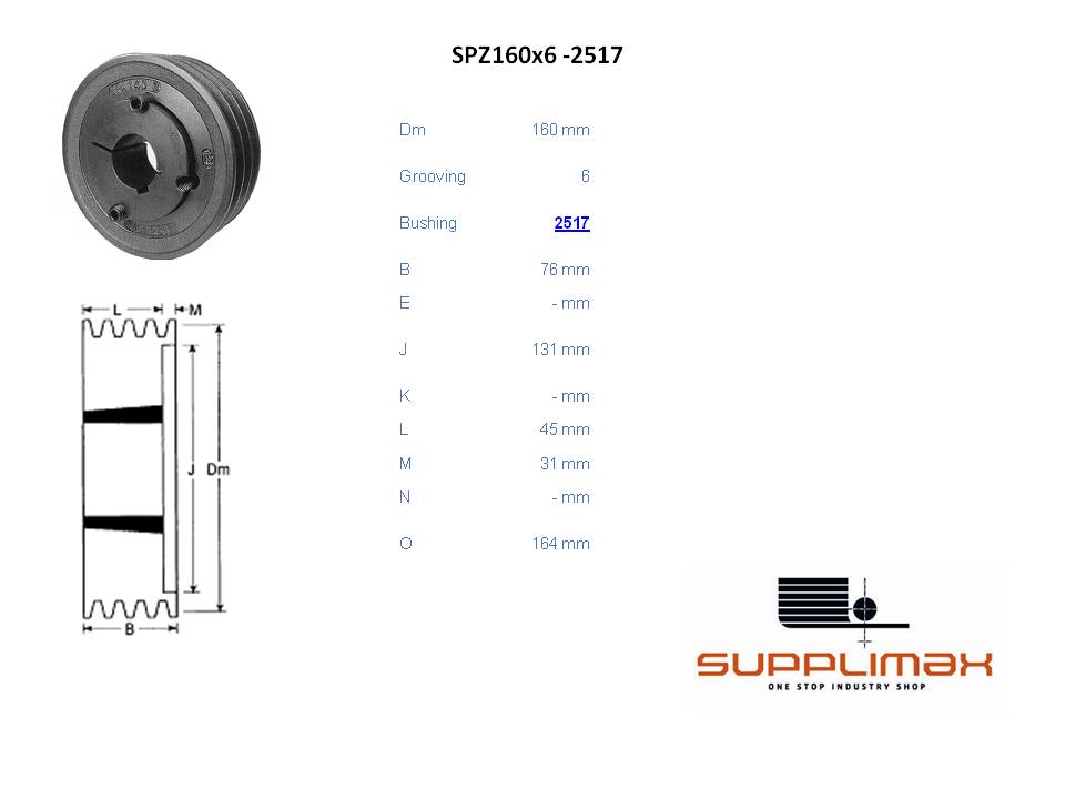 Poulie Spz160x6 Moyeux Amovible TB SPZ 160/6 OPTIBELT TB SPZ 160/6 OPTIBELT