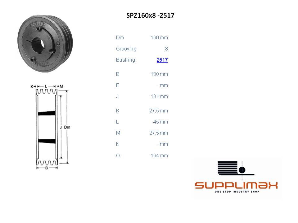 Poulie Spz160x8 Moyeux Amovible TB SPZ 160/8 OPTIBELT TB SPZ 160/8 OPTIBELT
