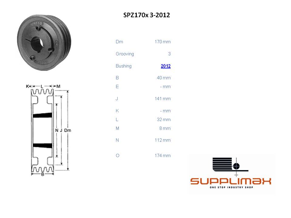 Poulie Spz170x3 Moyeux Amovible TB SPZ 170/3 OPTIBELT TB SPZ 170/3 OPTIBELT