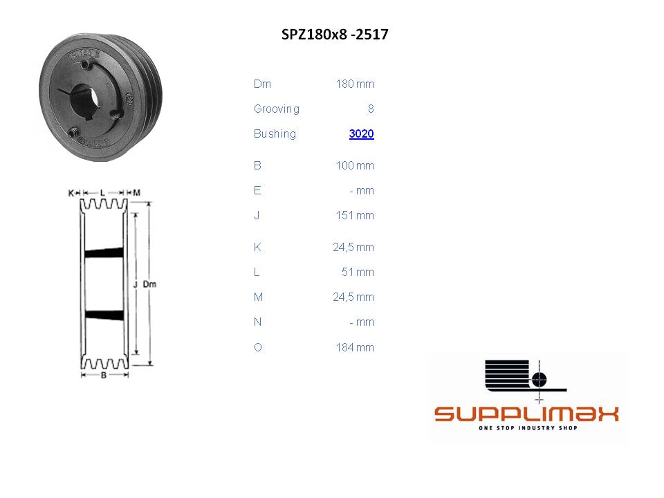 Poulie Spz180x8 Moyeux Amovible TB SPZ 180/8 OPTIBELT TB SPZ 180/8 OPTIBELT
