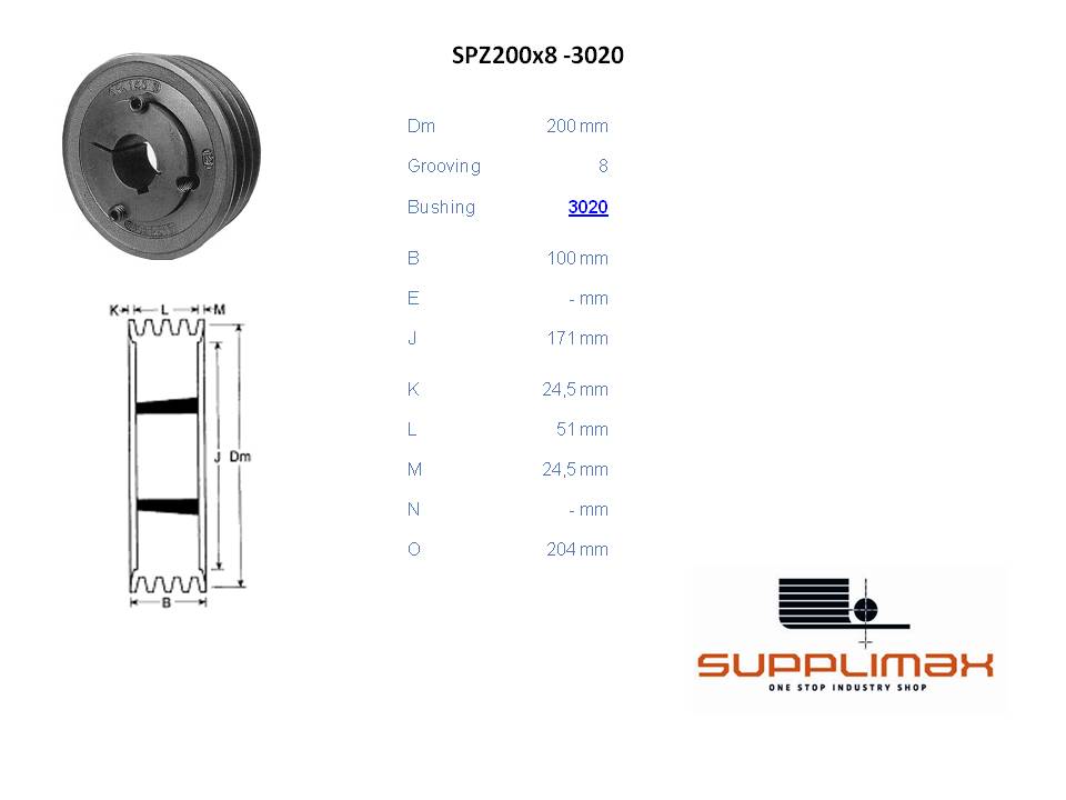 Poulie Spz200x8 Moyeux Amovible TB SPZ 200/8 OPTIBELT TB SPZ 200/8 OPTIBELT