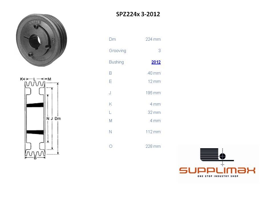 Poulie Spz224x3 Moyeux Amovible TB SPZ 224/3 OPTIBELT TB SPZ 224/3 OPTIBELT