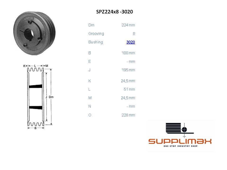 Poulie Spz224x8 Moyeux Amovible TB SPZ 224/8 OPTIBELT TB SPZ 224/8 OPTIBELT