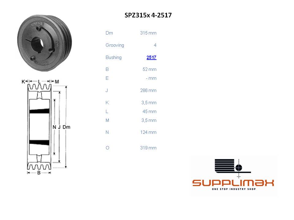 Poulie Spz315x4 Moyeux Amovible TB SPZ 315/4 OPTIBELT TB SPZ 315/4 OPTIBELT