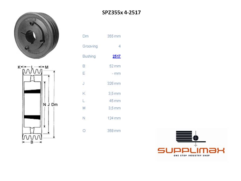 Poulie Spz355x4 Moyeux Amovible TB SPZ 355/4 OPTIBELT TB SPZ 355/4 OPTIBELT