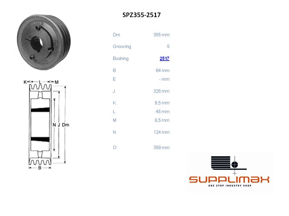 Poulie Spz355x5 Moyeux Amovible TB SPZ 355/5 OPTIBELT TB SPZ 355/5 OPTIBELT