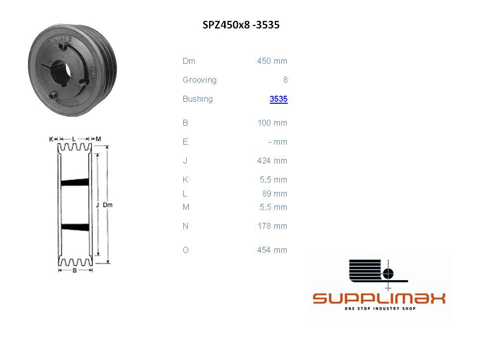 Poulie Spz450x8 Moyeux Amovible TB SPZ 450/8 OPTIBELT TB SPZ 450/8 OPTIBELT