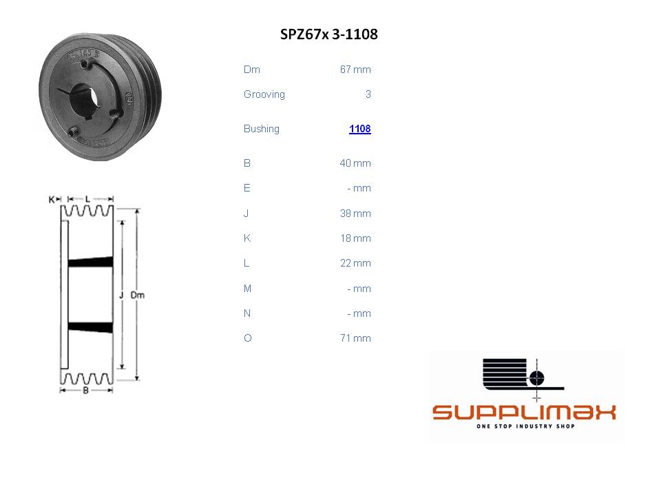 Poulie Spz67x3 Moyeux Amovible TB SPZ 67/3 OPTIBELT TB SPZ 67/3 OPTIBELT