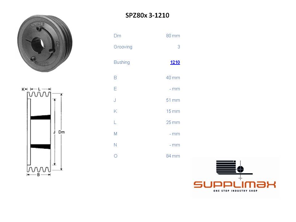 Poulie Spz80x3 Moyeux Amovible TB SPZ 80/3 OPTIBELT TB SPZ 80/3 OPTIBELT