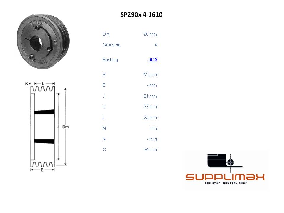 Poulie Spz90x4 Moyeux Amovible TB SPZ 90/4 OPTIBELT TB SPZ 90/4 OPTIBELT