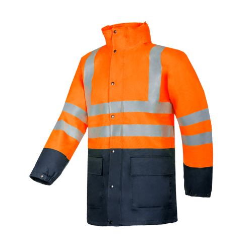 Veste De Pluie Haute Visibilité - Orange Fluo/bleu Marine - Taille M